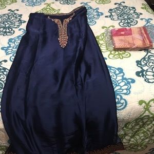 Blue Embroidered Georgette Salwar